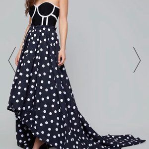 BEBE Polka Dot Bustier Corset Gown Dress